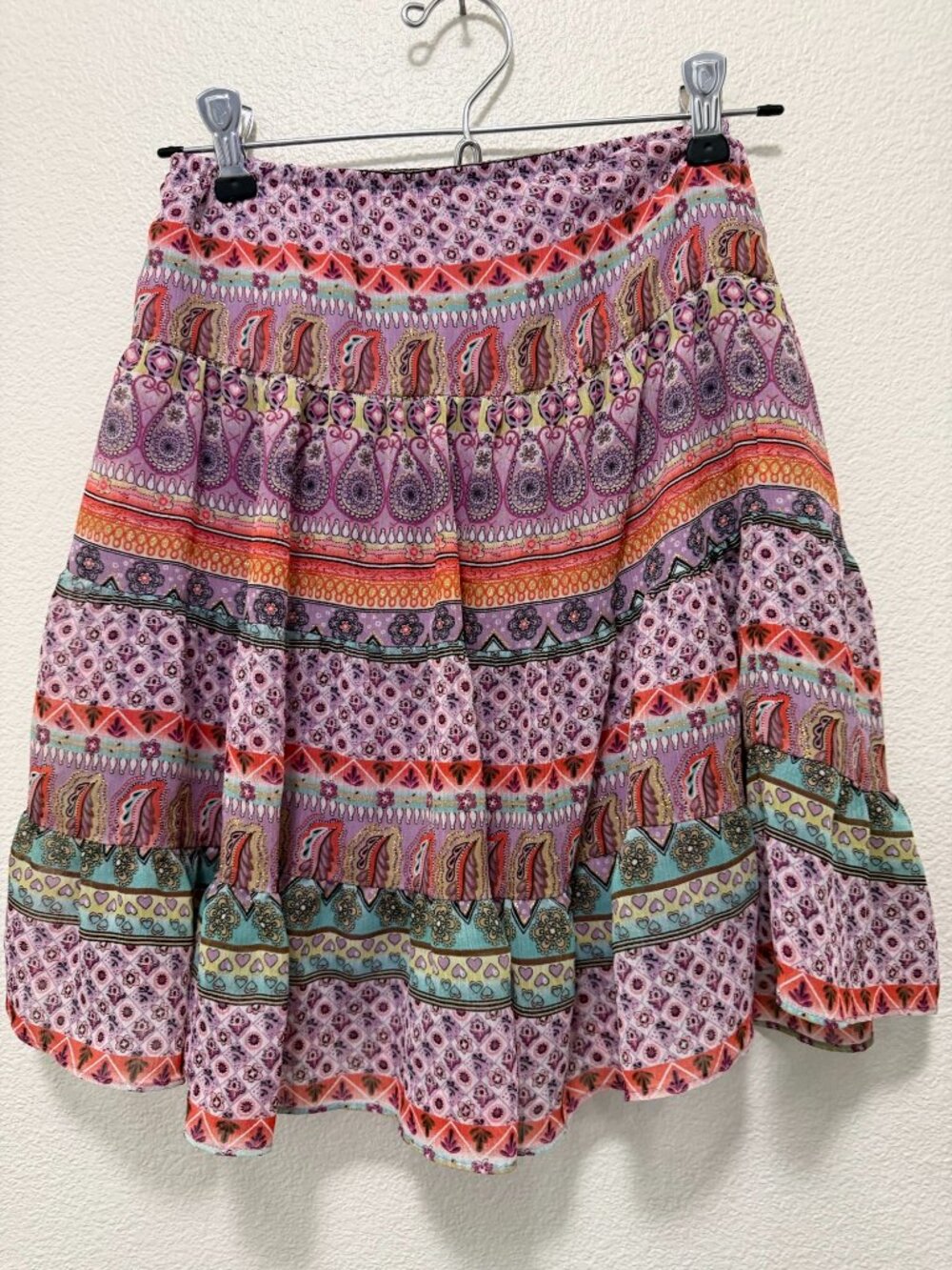 George purple multi ruffle skirt, gold thread, girl's size XS (4/5)